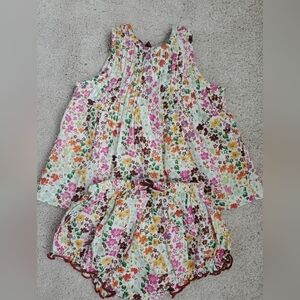 NWOT Pink Chicken Baby Girls Jaipur 2-Piece Set, Ditsy Floral Print 12/18m